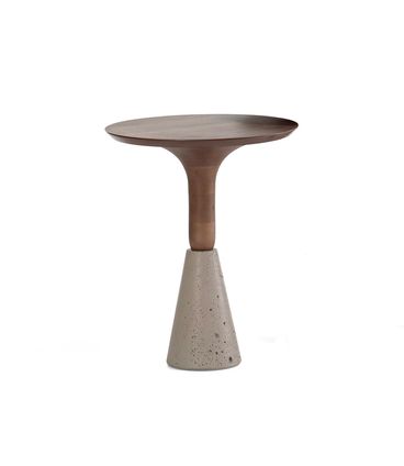 Mesa Lateral Zaha Baixa Nogueira Base Concreto Corda - 78942