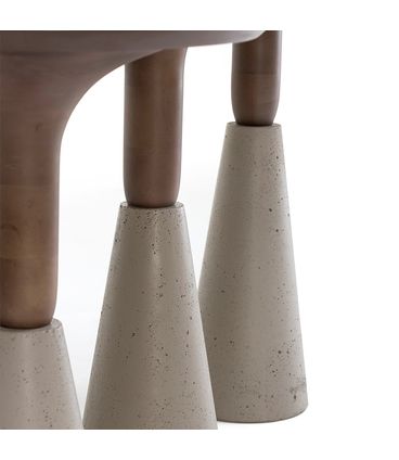 Mesa Lateral Zaha Baixa Nogueira Base Concreto Corda - 78942