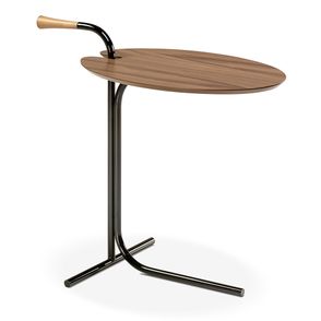 Mesa Lateral Isis Nogueira Base Cromo Negro - 78947