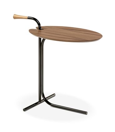 Mesa Lateral Isis Nogueira Base Cromo Negro - 78947