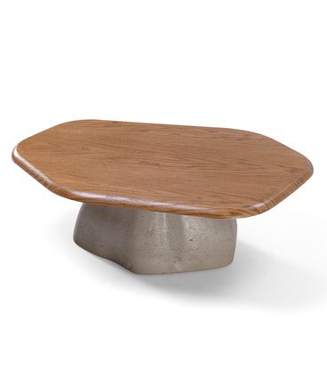 Mesa Centro Alta Zian Amêndoa Base Concreto Corda - 78950