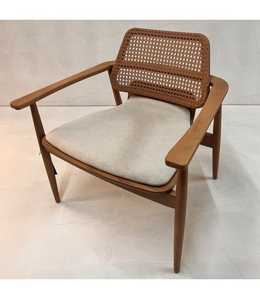 Poltrona Vitta Base Amêndoa Assento Areia Palha Nogueira - 78968