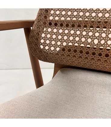 Poltrona Vitta Base Amêndoa Assento Areia Palha Nogueira - 78968