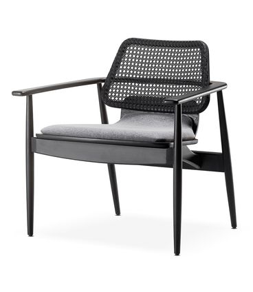 Poltrona Vitta Base Preta Assento Grafite Palha Preta - 78971