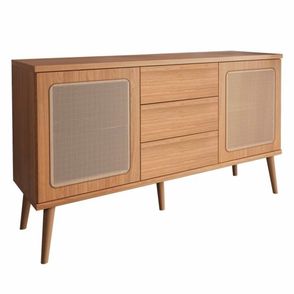 Balcão Areté 02 Portas Tela 03 Gavetas Freijó 135cm - 74625