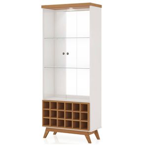 Cristaleira Adega Uruguai Alta Led Off White Nichos Freijó - 47487