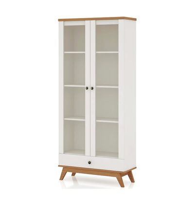 Estante Retro Joia 1 Gaveta 2 Portas Off White Freijó - 47477