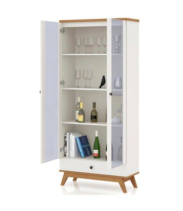 Estante Retro Joia 1 Gaveta 2 Portas Off White Freijó - 47477