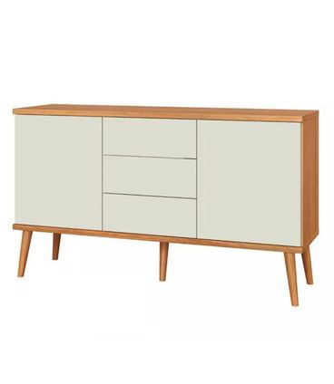 Balcão Domani 2 Portas 3 Gavetas Freijó Off White 135cm - 79043