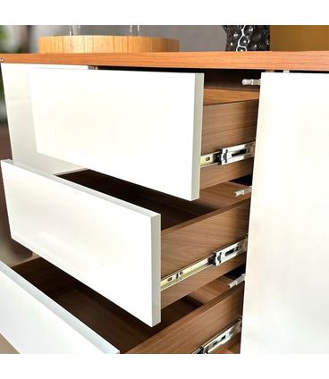 Balcão Domani 2 Portas 3 Gavetas Freijó Off White 135cm - 79043