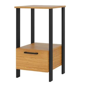 Mesa Auxiliar Cleveland 01 Gaveta Freijó Base Preto - 78250