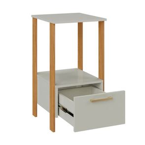Mesa Auxiliar Cleveland 01 Gaveta Off White Base Freijó - 78251