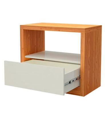 Mesa Cabeceira Kiev 1 Gaveta Freijó com Off White - 57711