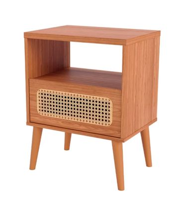 Mesa Cabeceira Nature 1 Gaveta Tela Natural Cor Freijó 50cm - 69420