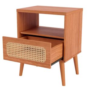 Mesa Cabeceira Nature 1 Gaveta Tela Natural Cor Freijó 50cm - 69420