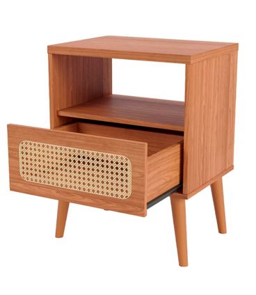 Mesa Cabeceira Nature 1 Gaveta Tela Natural Cor Freijó 50cm - 69420