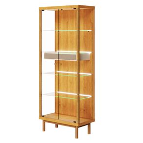 Cristaleira Alma Madeira Nature Com Off White Vidro 185cm - 79080