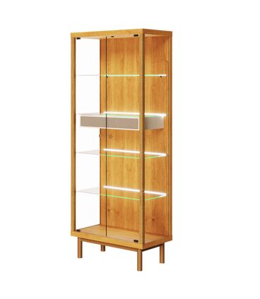 Cristaleira Alma Madeira Nature Com Off White Vidro 185cm - 79080