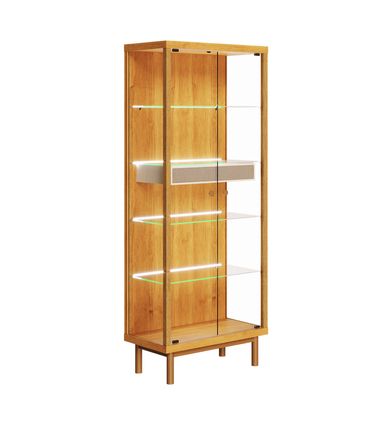 Cristaleira Alma Madeira Nature Com Off White Vidro 185cm - 79080