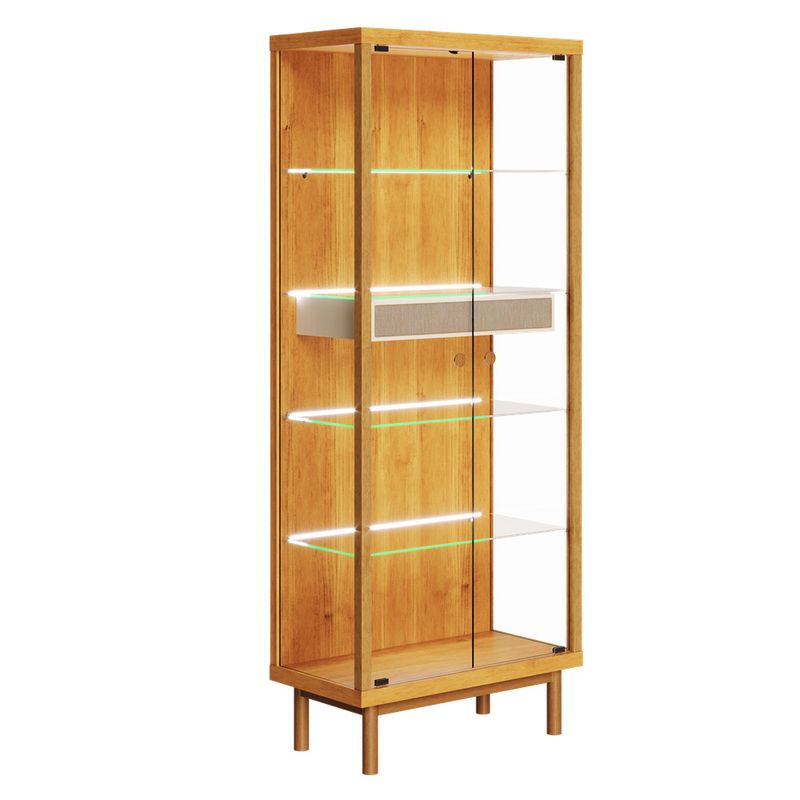 Cristaleira Alma Madeira Nature Com Off White Vidro 185cm