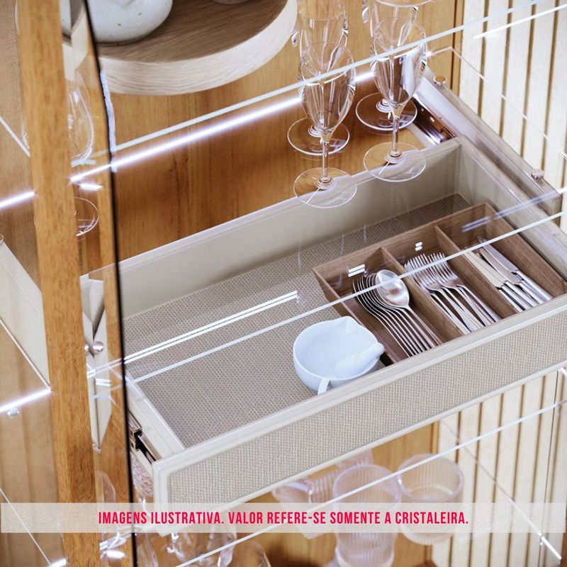 Cristaleira Alma Madeira Nature Com Off White Vidro 185cm