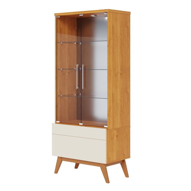 Cristaleira Forma Madeira Nature Off White Porta Vidro 166c