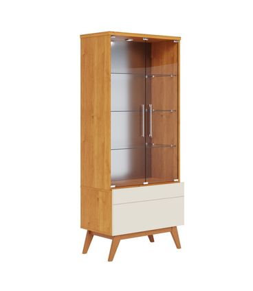 Cristaleira Forma Madeira Nature Off White Porta Vidro 166cm - 73404