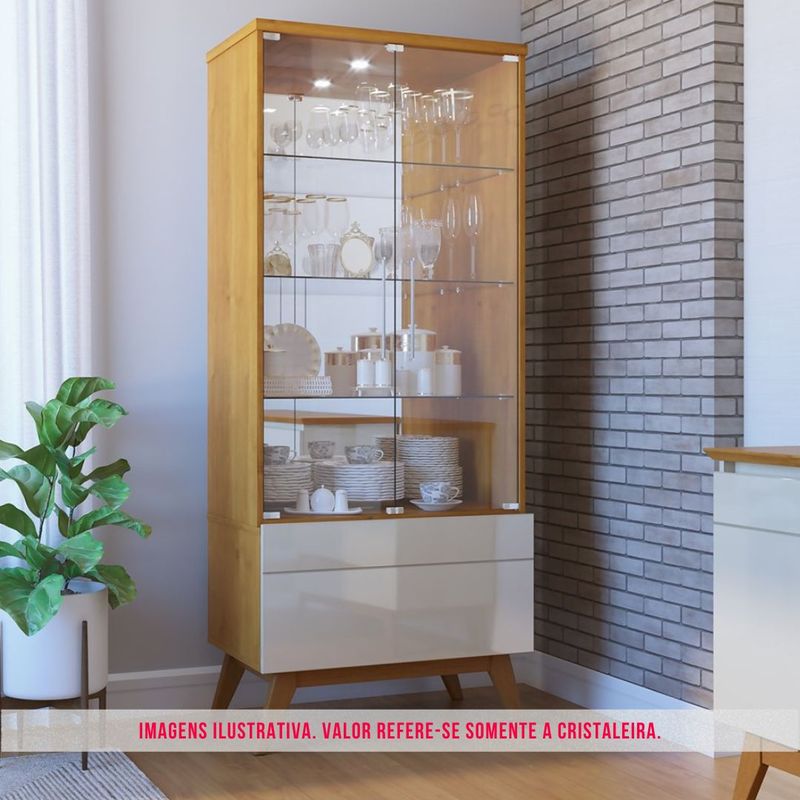 Cristaleira Forma Madeira Nature Off White Porta Vidro 166c