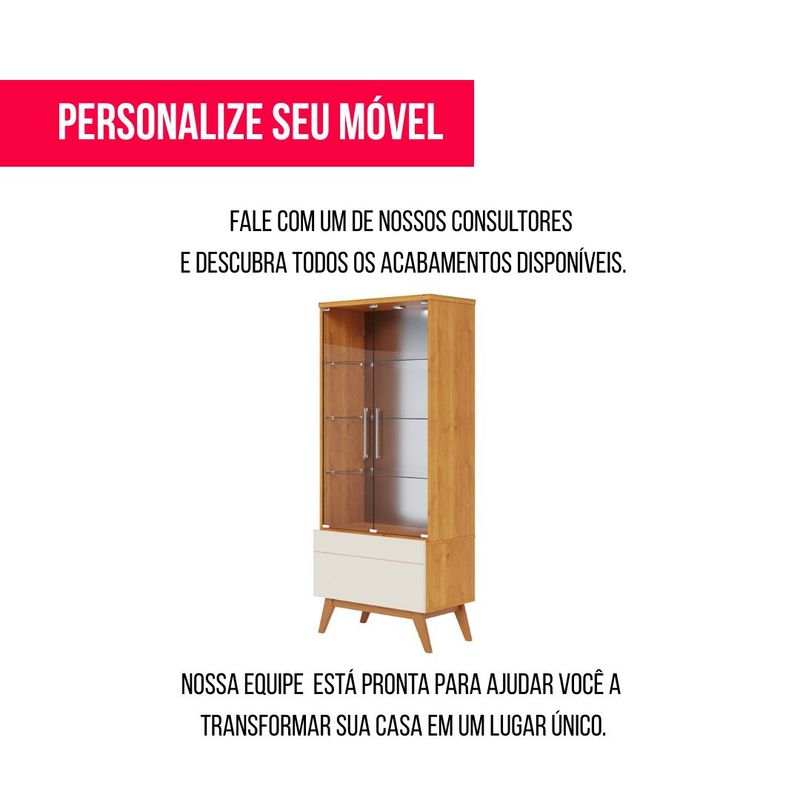 Cristaleira Forma Madeira Nature Off White Porta Vidro 166c