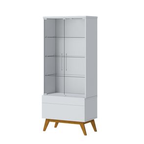 Cristaleira Forma Madeira Branco Acetinado Porta Vidro 166cm - 79083
