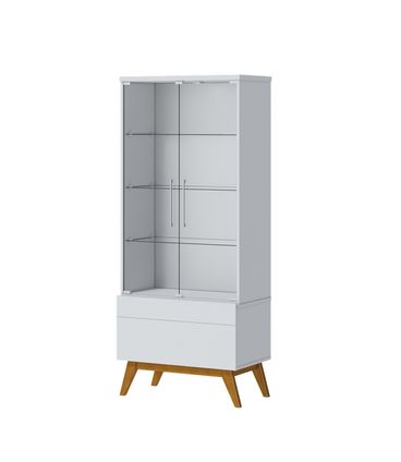 Cristaleira Forma Madeira Branco Acetinado Porta Vidro 166cm - 79083