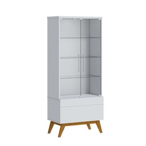 Cristaleira Forma Madeira Branco Acetinado Porta Vidro 166cm - 79083