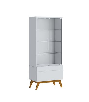 Cristaleira Forma Madeira Branco Acetinado Porta Vidro 166cm - 79083