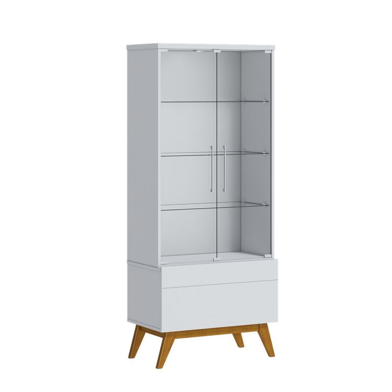 Cristaleira Forma Madeira Branco Acetinado Porta Vidro