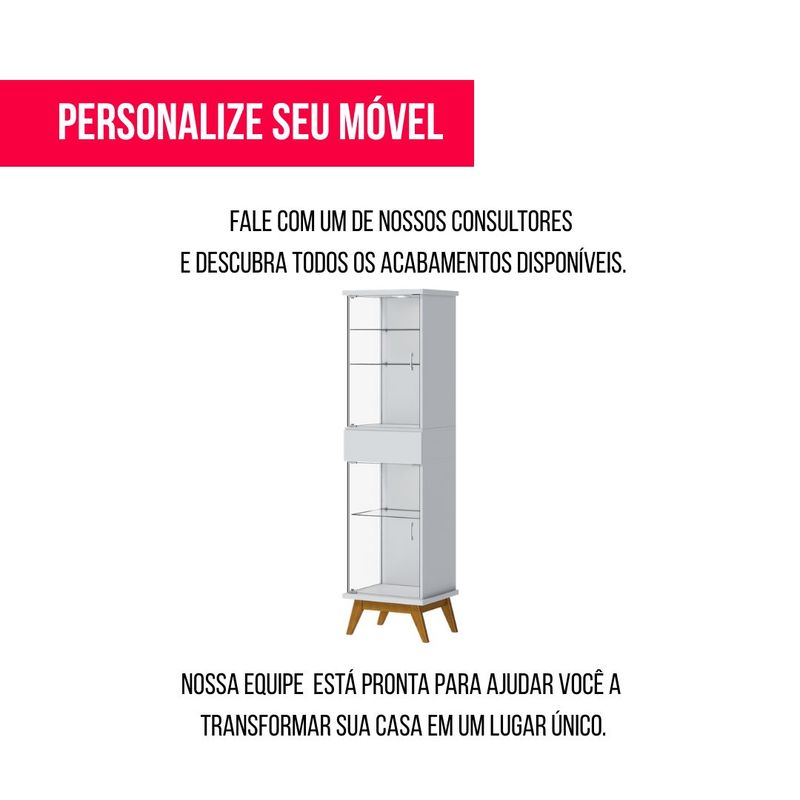 Cristaleira Crono Off White Porta Vidro 183cm - 79092