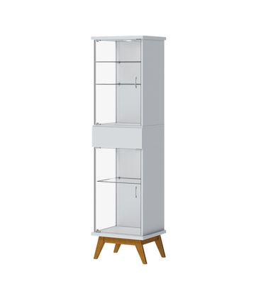 Cristaleira Crono Branco Acetinado Porta Vidro 183cm - 79093