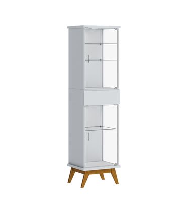 Cristaleira Crono Branco Acetinado Porta Vidro 183cm - 79093