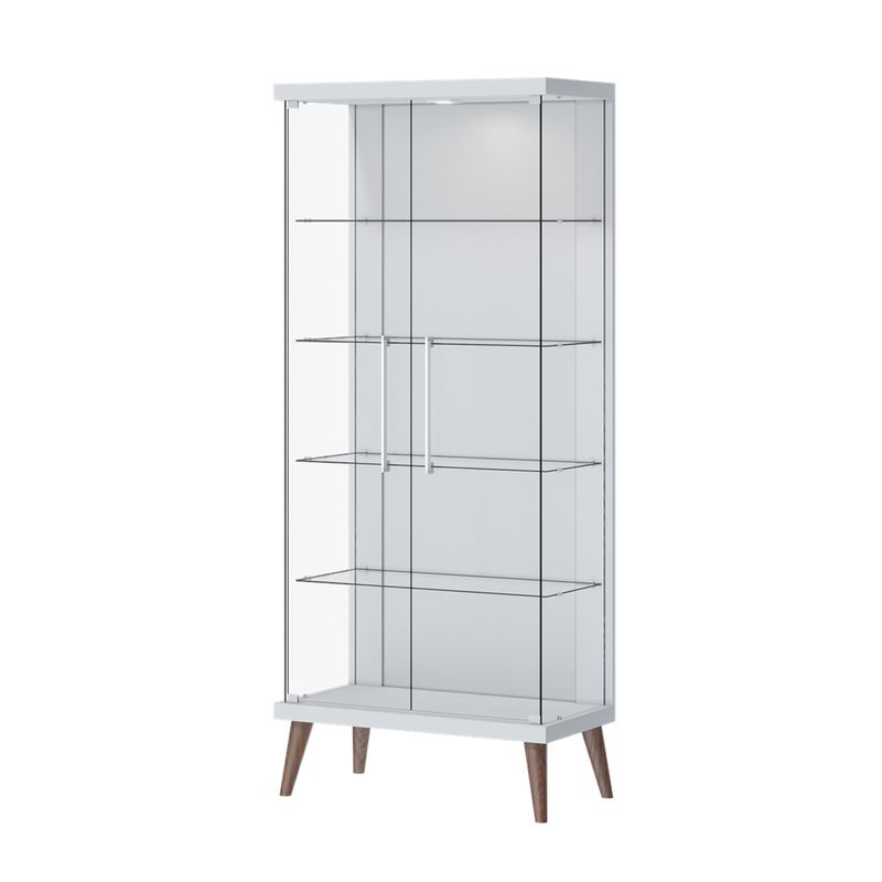 Cristaleira Opus Branco Acetinado Portas de Vidro 179cm