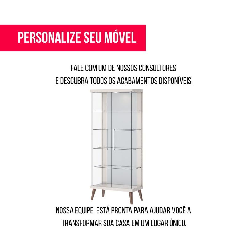 Cristaleira Opus Branco Acetinado Portas de Vidro 179cm