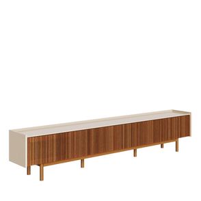 Rack Abra Ripado Cor Off White 3 Gavetas 264cm - 79101