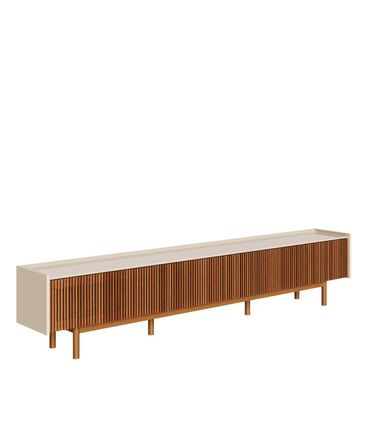 Rack Abra Ripado Cor Off White 3 Gavetas 264cm - 79101