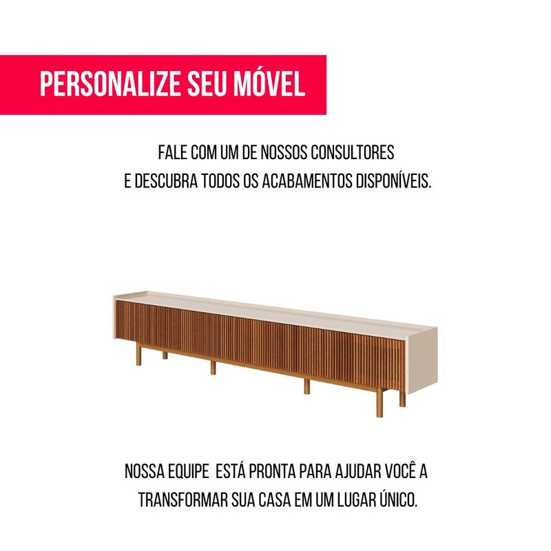 Rack Abra Ripado Cor Off White 3 Gavetas 264cm - 79101