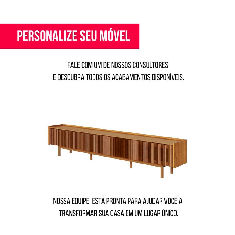 Rack Abra Ripado Cor Nature 3 Gavetas 184cm - 76909