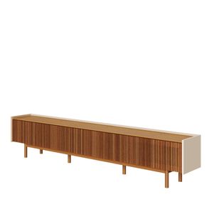 Rack Abra Ripado Cor Off White Com Nature 3 Gavetas 184cm - 79111