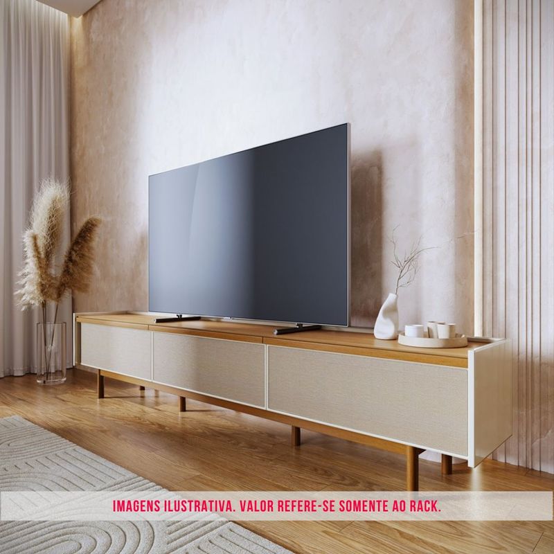 Rack Abrace Cor Off White Com Nature Tela Sintética