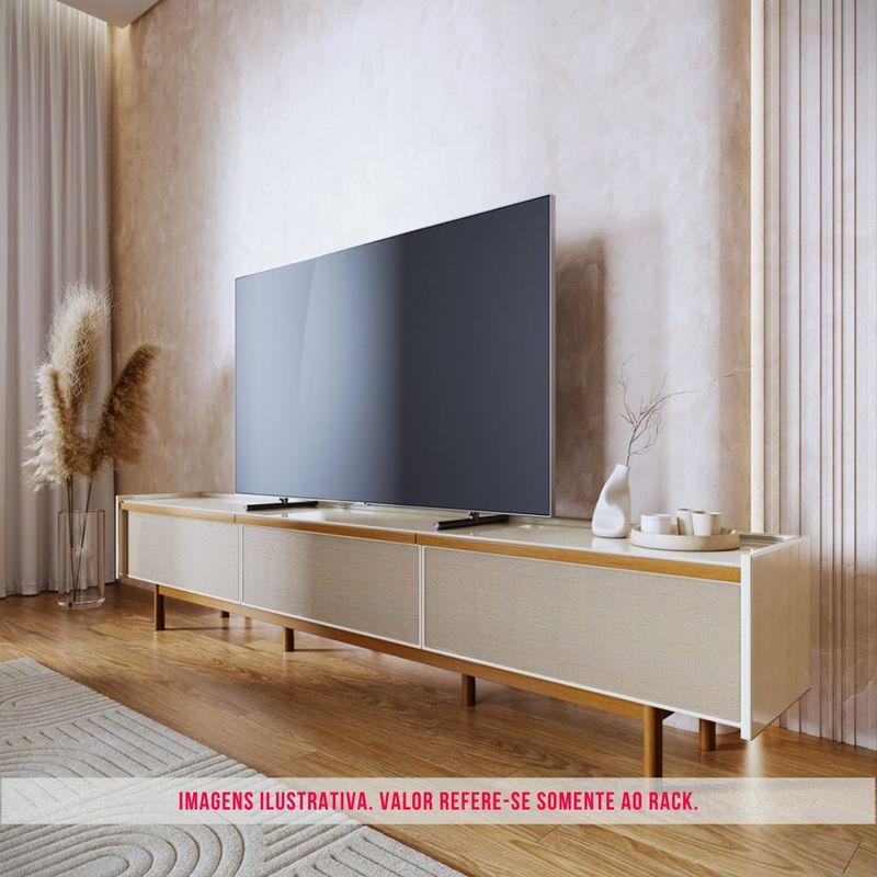 Rack Abrace Cor Off White Tela Sintética 184cm - 79120