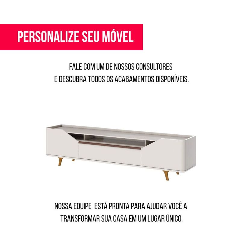 Rack Refúgio Cor Off White 2 Portas 1 Gaveta 260cm Rack Refúgio Cor Off White 2 Portas 1 Gaveta 260cm