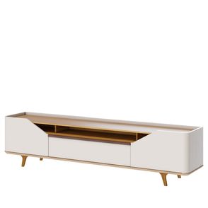 Rack Refúgio Off White Com Nature 2 Portas 1 Gaveta 260cm - 79143