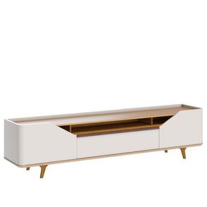 Rack Refúgio Off White Com Nature 2 Portas 1 Gaveta 260cm - 79143
