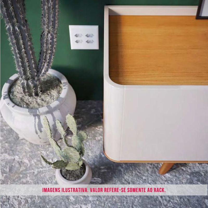 Rack Refúgio Off White Com Nature 2 Portas 1 Gaveta